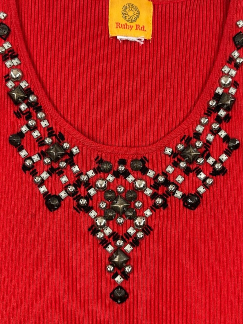 Y2K Ruby Rd. Red Ribbed Tank Top - Picture 5 of 9